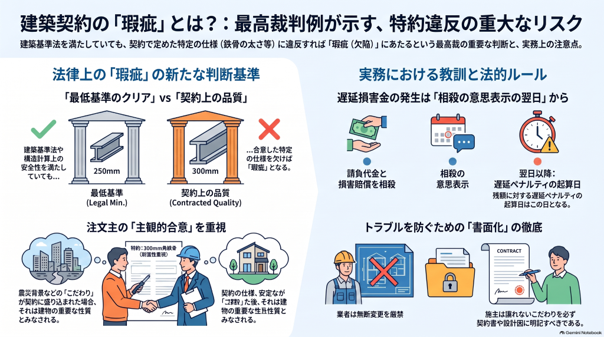 建築請負契約の瑕疵と鉄骨仕様の特約違反